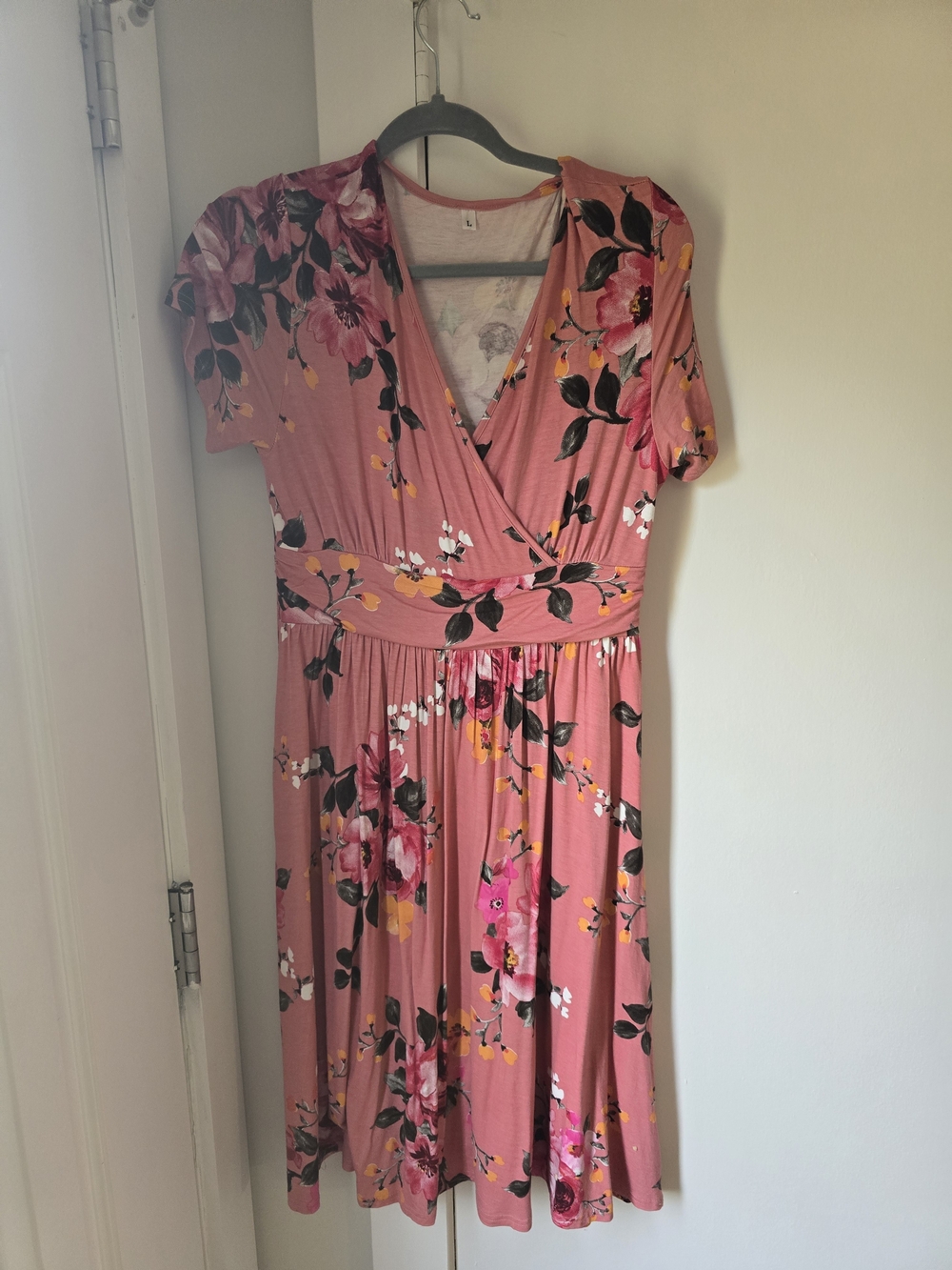 Floral Wrap-Front Pink Women’s Dress